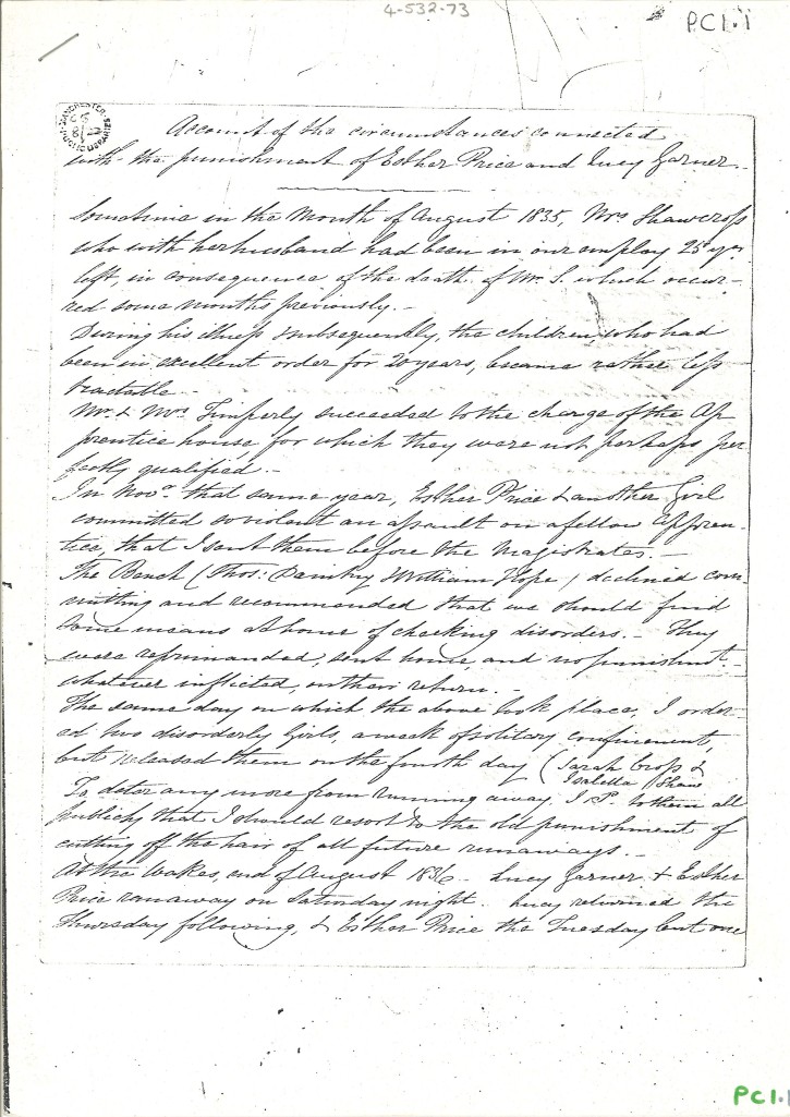 Account of the Circumstances Connected with the Punishment of Esther Price, 1843