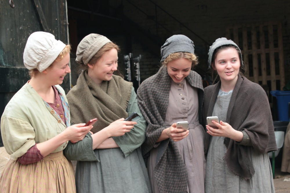 Susannah (Holly Lucas), Esther (Kerrie Hayes), Miriam, (Sacha Parkinson) and Lucy (Katherine Rose Morley) pose for an anachronistic photo (Derek Hattan)